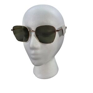 AIRE Sunglasses Gold Metal‎ Frame Square Green Lens Fashion Sun Glasses